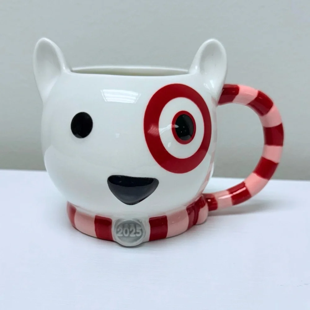 New Red & White Christmas Target Bullseye 2025 Dog Mug with Scarf - Wondershop